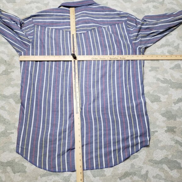 Wrangler Shirt Mens XL Blue Pockets Pearl Snap Long Sleeve Rodeo Cowboy Western - Picture 15 of 16